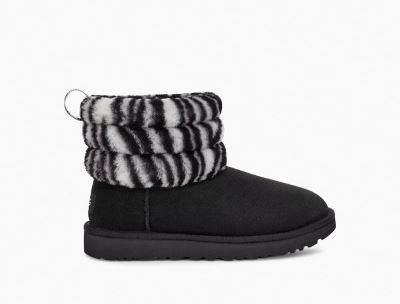 UGG Fluff Mini Quilted Zebra Womens Boots Black/White - AU 467FK